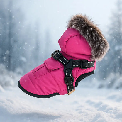 Hundemantel Winter wasserdicht mit Geschirr | warm & stilvoll