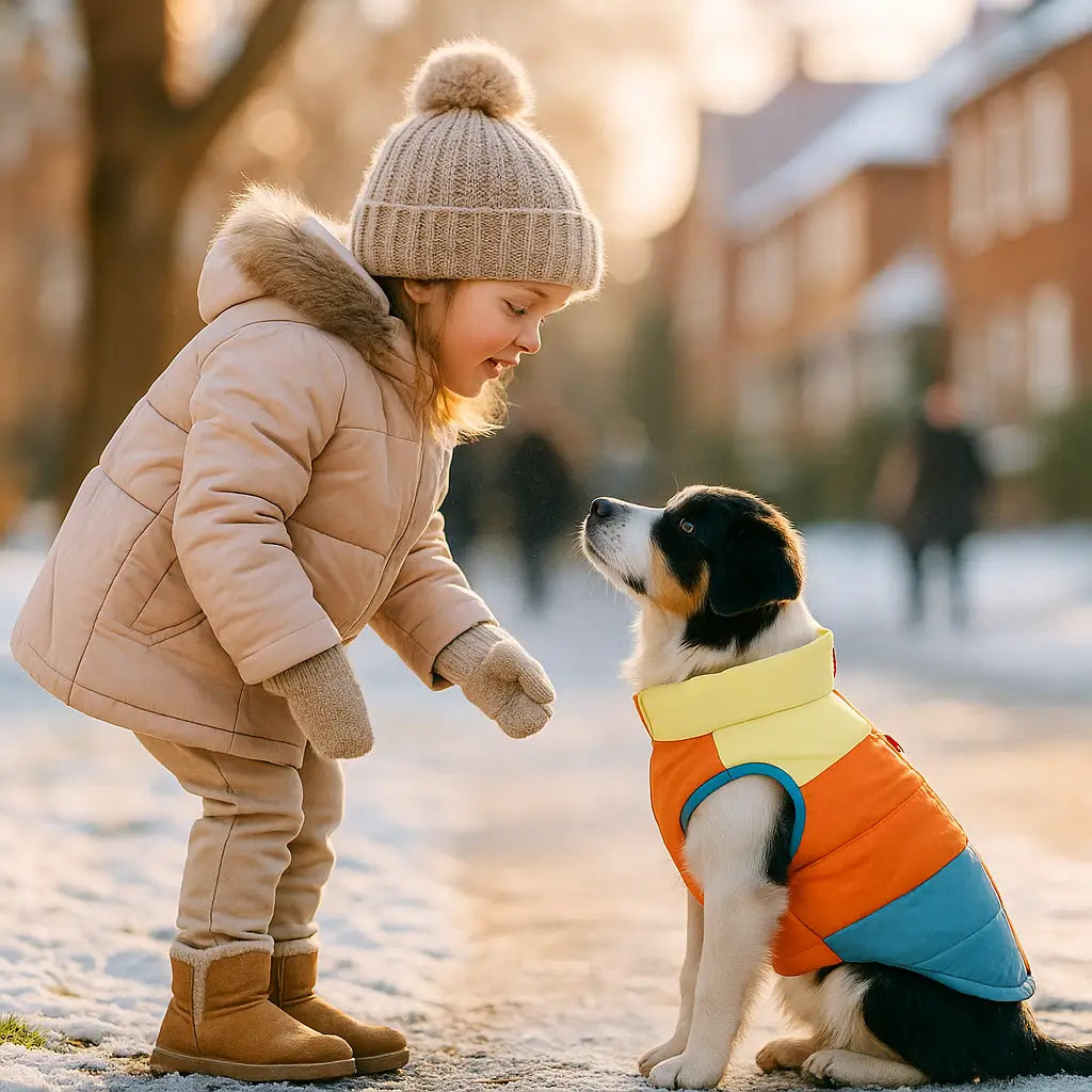 Hundemantel Winter mit Geschirr | Wasserdicht, Warm & Leicht anzuziehen