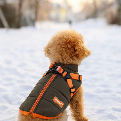 Hundemantel Winter 2-in-1 | Warme & Wasserdichte Jacke mit Geschirr