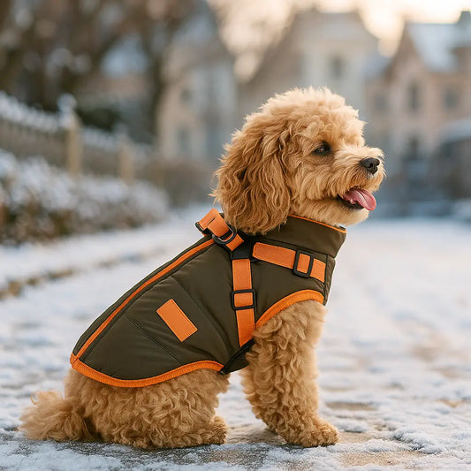 Hundemantel Winter 2-in-1 | Warme & Wasserdichte Jacke mit Geschirr