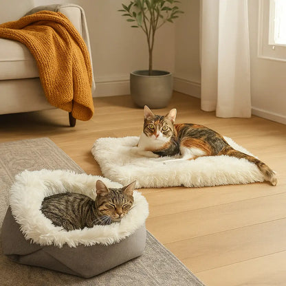 Katzenbett Winter Selbsterwärmend | Wärmende & Faltbare Katzenmatte
