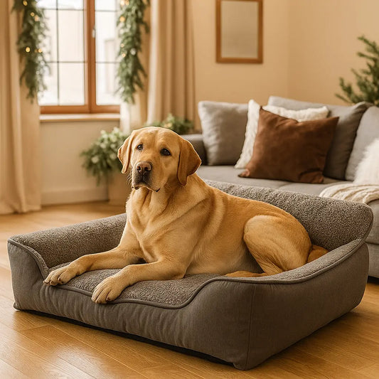 Hundebett Winter Sofa Stil | Warmes & Waschbares Kuschelbett mit Rand