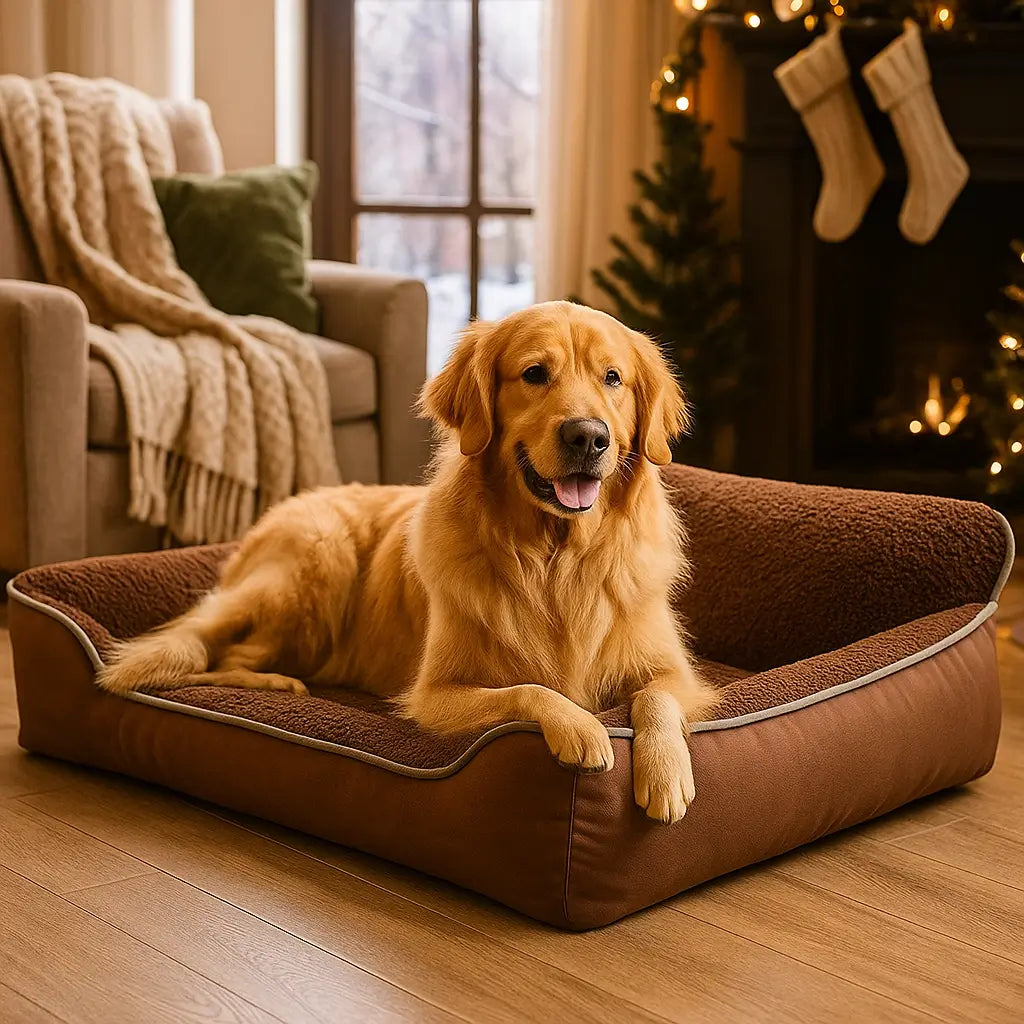 Hundebett Winter Sofa Stil | Warmes & Waschbares Kuschelbett mit Rand