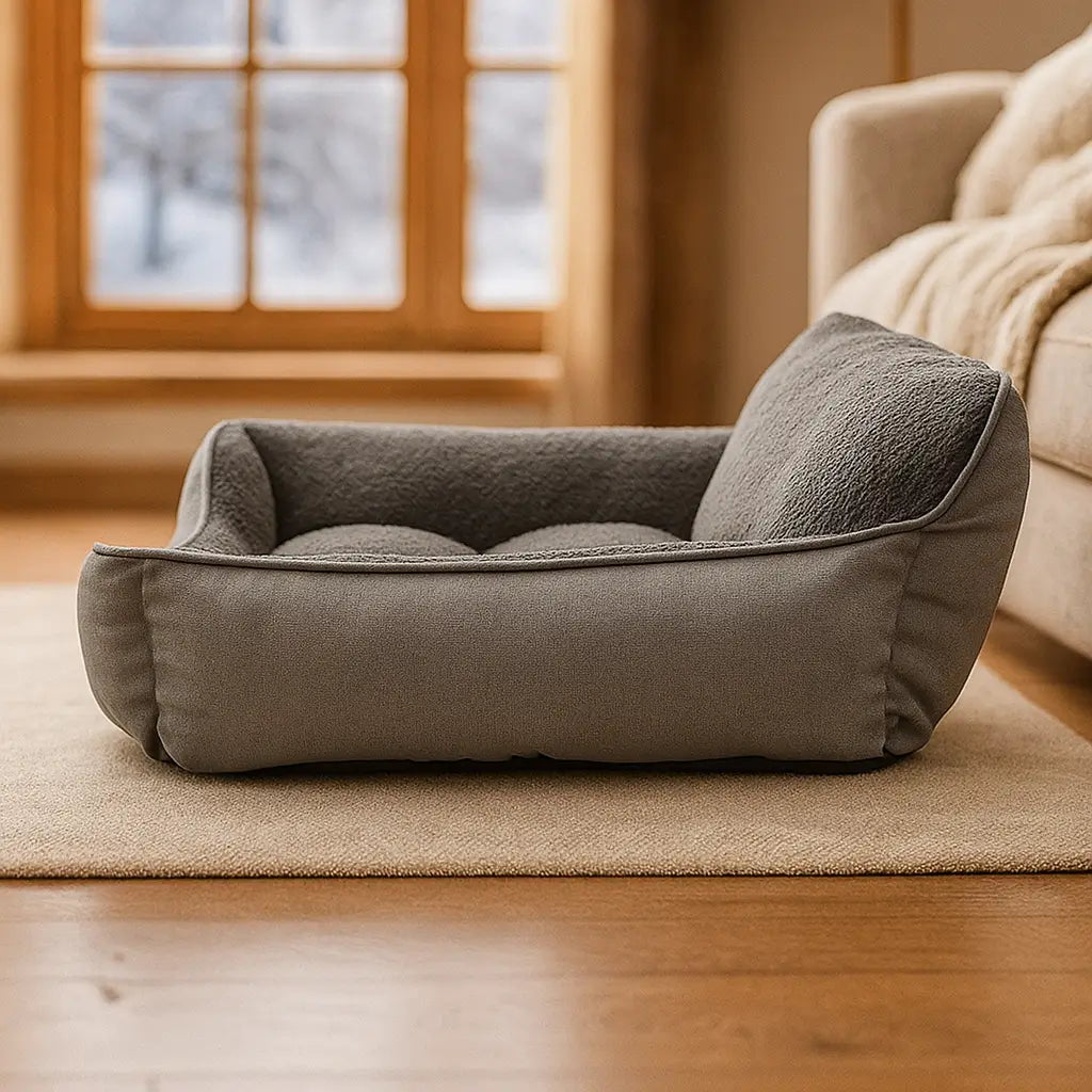 Hundebett Winter Sofa Stil | Warmes & Waschbares Kuschelbett mit Rand