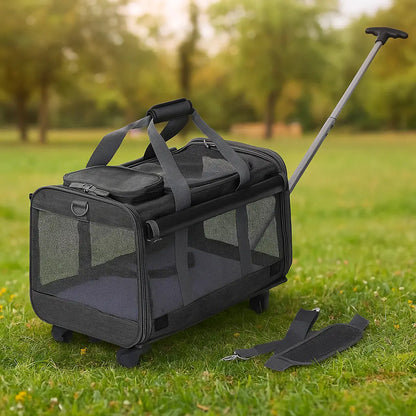 Hundetragetasche mit Rollen | 3-in-1 Transporttasche für Reisen