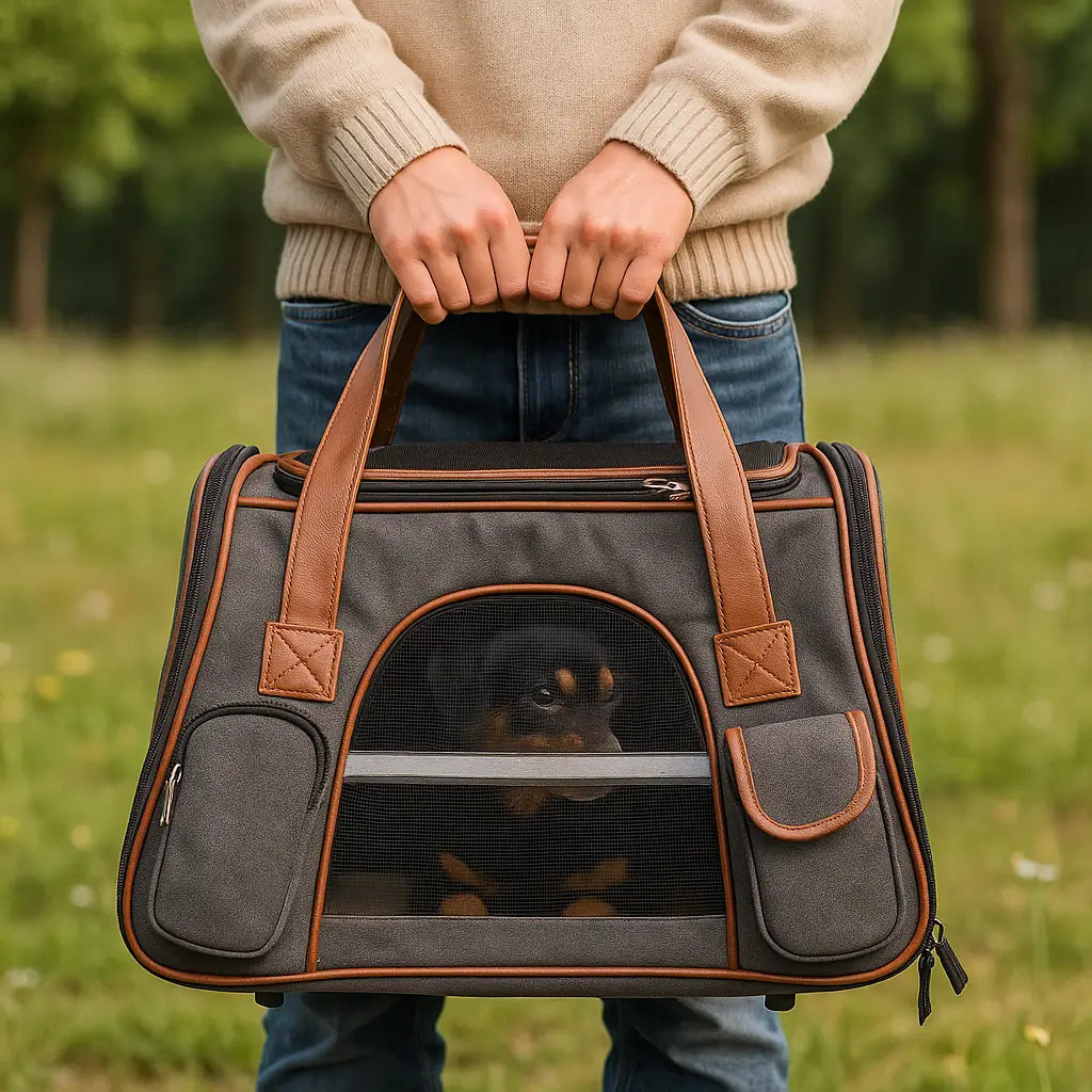 Hundetragetasche | Faltbare Reisetasche mit Lüftung & Komfortbett