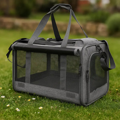 Hundetragetasche | Faltbare Reisetasche mit Belüftung & Komfortbett