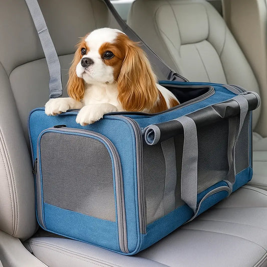 Hundetragetasche | Faltbare Reisetasche mit Belüftung & Komfortbett