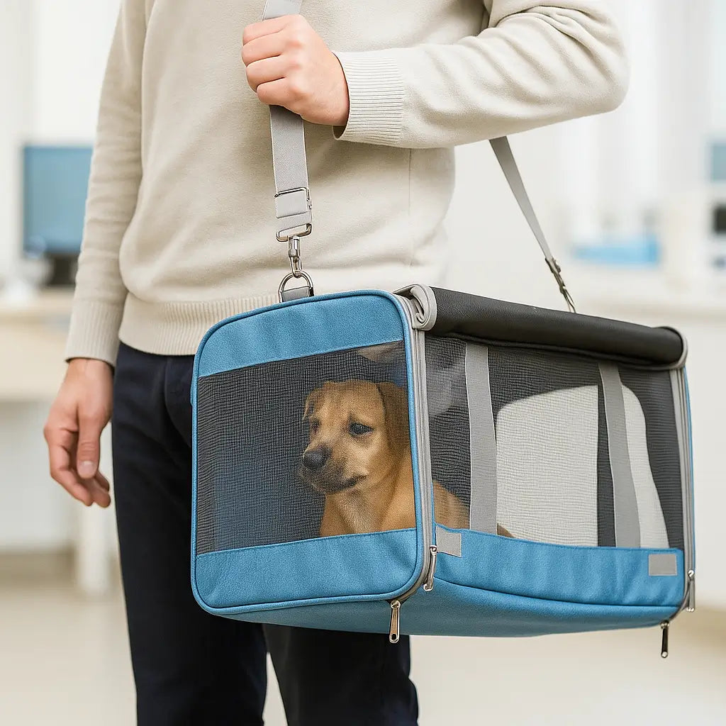 Hundetragetasche | Faltbare Reisetasche mit Belüftung & Komfortbett