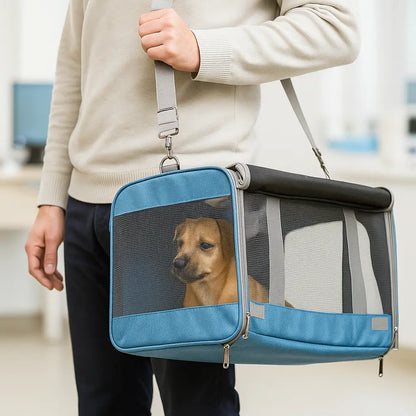 Hundetragetasche | Faltbare Reisetasche mit Belüftung & Komfortbett