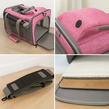 Hundetragetasche | Faltbare Reisetasche mit Belüftung & Komfortbett