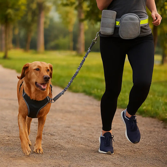 Hundeleine mit Laufgürtel | Freihand-System für Spaziergang & Jogging