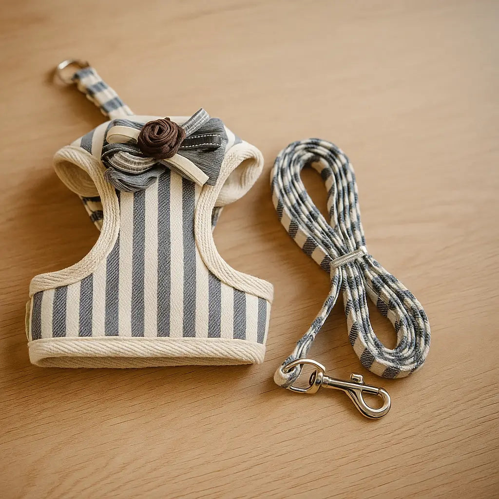 Hundegeschirr mit Leine | Bequemes & Stilvolles Set mit Schleife