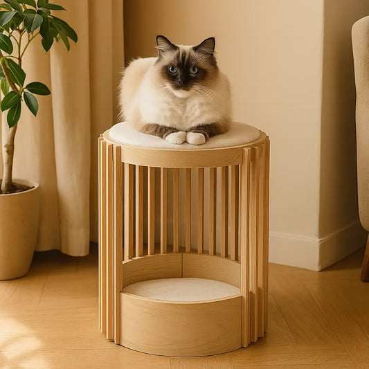 Modernes Katzenbett aus Holz | stilvoller & gemütlicher Rückzugsort
