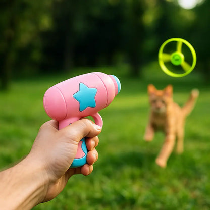 Katzenspielzeug Flugscheiben Pistole | interaktives Abschussspiel