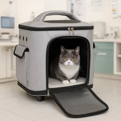 Katzentragetasche mit Rollen | Faltbare Transporttasche für Katzen