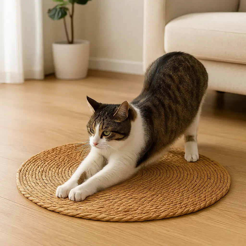 Katzenspielzeug | Kratzmatte & Kühlende Katzenliege aus Rattan