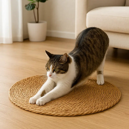Katzenspielzeug | Kratzmatte & Kühlende Katzenliege aus Rattan