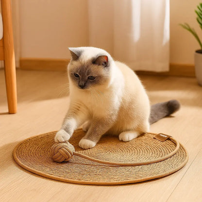 Katzenspielzeug | Kratzmatte & Kühlende Katzenliege aus Rattan