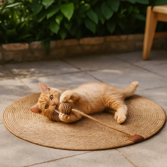 Katzenspielzeug | Kratzmatte & Kühlende Katzenliege aus Rattan