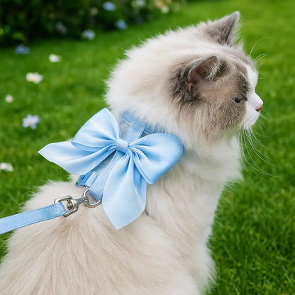 Katzengeschirr mit Leine | Verstellbar & Atmungsaktiv mit Schleife