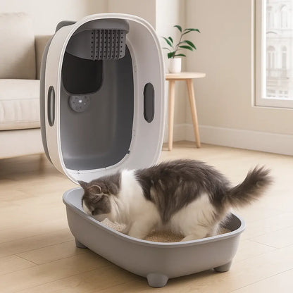 Cat litter box with UV light & cover | Large, hygienic & odor-free