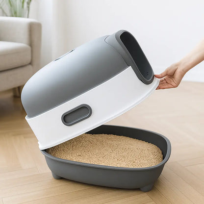 Cat Litter Box with Hood & Filter | Large, Odor-Free & Easy to Clean