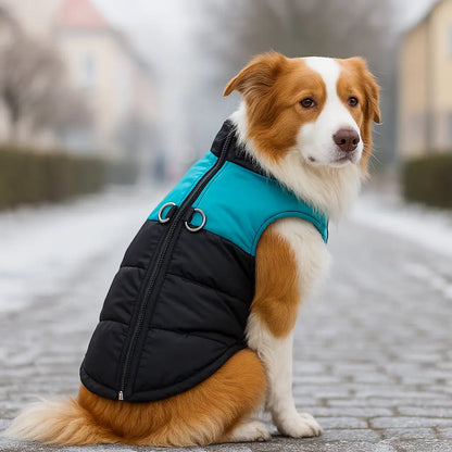 Warm dog winter coat waterproof with D-ring for all sizes