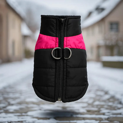 Warm dog winter coat waterproof with D-ring for all sizes