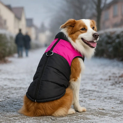 Warm dog winter coat waterproof with D-ring for all sizes