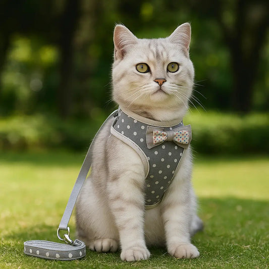 Katzengeschirr mit Leine | Bequemes & Sicheres Set mit Schleife