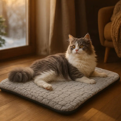 Lit auto-chauffant pour chat pour l'hiver | Tapis chauffant doux & lavable