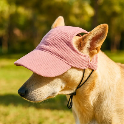 Casquette d'été pour chiens | Casquette en velours côtelé respirante avec trous pour les oreilles