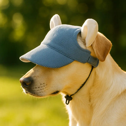 Casquette d'été pour chiens | Casquette en velours côtelé respirante avec trous pour les oreilles