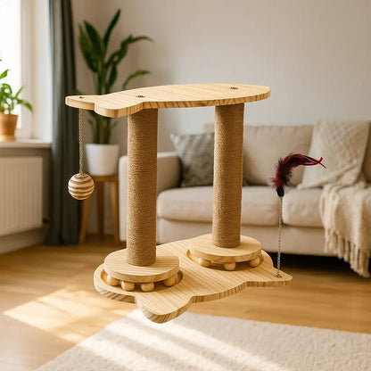 Cat scratching post with resting area & play arch | Sturdy climbing tree
