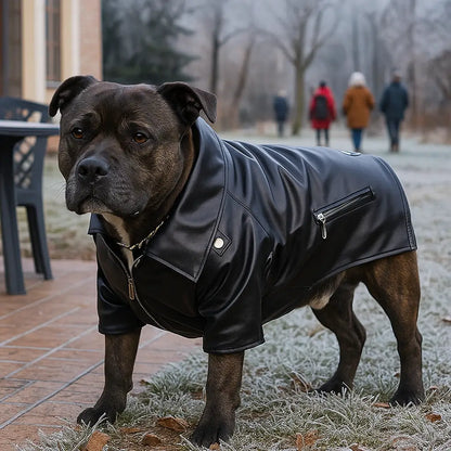 Dog coat made of leather | Warm winter coat for large dogs