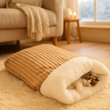 Cat Bed Winter Striped | Warm Cat Sleeping Bag made of Plush