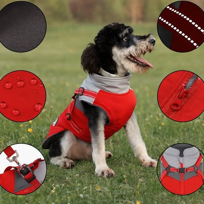 Wasserdichter Winter Hundemantel mit Geschirr | Warm & Sicher