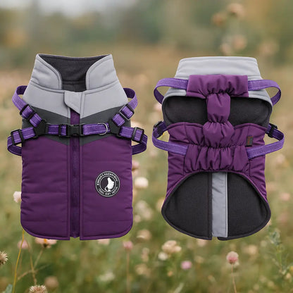 Wasserdichter Winter Hundemantel mit Geschirr | Warm & Sicher