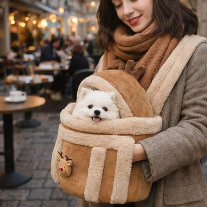 Sac de transport en peluche pour chien | Sac chaud & sécurisé pour petits chiens