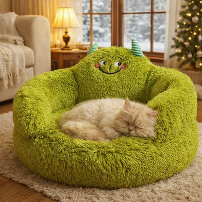 Kuscheliges Katzenbett | Beruhigender Donut-Schlafplatz aus Plüsch