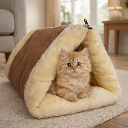 Katzenbett & Tunnelmatte 2-in-1 – Wärmende Höhle für Komfort & Geborgenheit