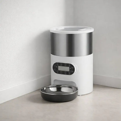 Distributeur automatique de nourriture pour chien avec minuterie & gamelle inox