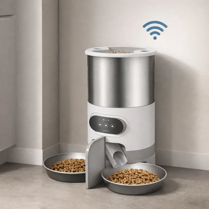 Distributeur automatique de nourriture pour chien avec minuterie & gamelle inox