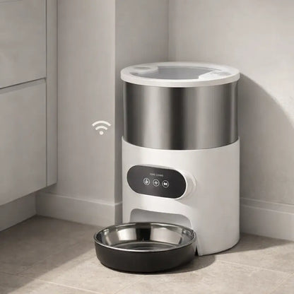 Distributeur automatique de nourriture pour chien avec minuterie & gamelle inox