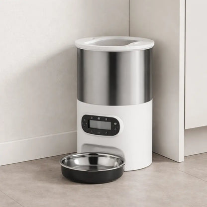 Distributeur automatique de nourriture pour chien avec minuterie & gamelle inox