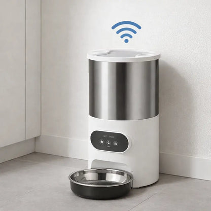 Distributeur automatique de nourriture pour chien avec minuterie & gamelle inox