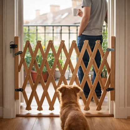 Barrière extensible en bois pour chien pour portes & escaliers