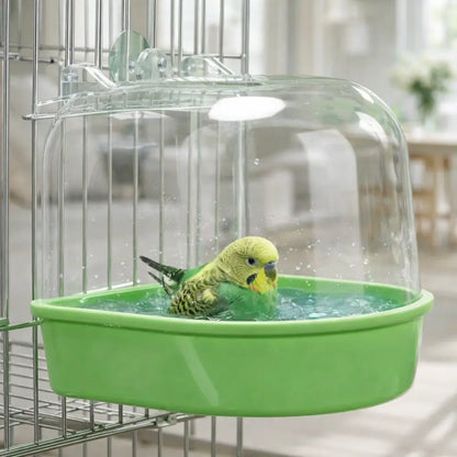 Birdbath for Cage | Bath Box with Splash Guard & Shower Cap