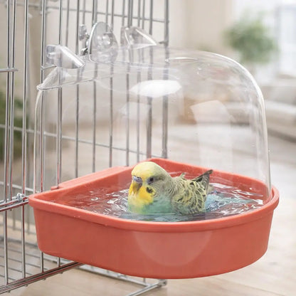 Birdbath for Cage | Bath Box with Splash Guard & Shower Cap